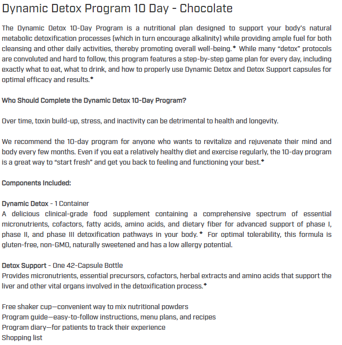 Dynamic Detox Program 10 Day- Vanilla